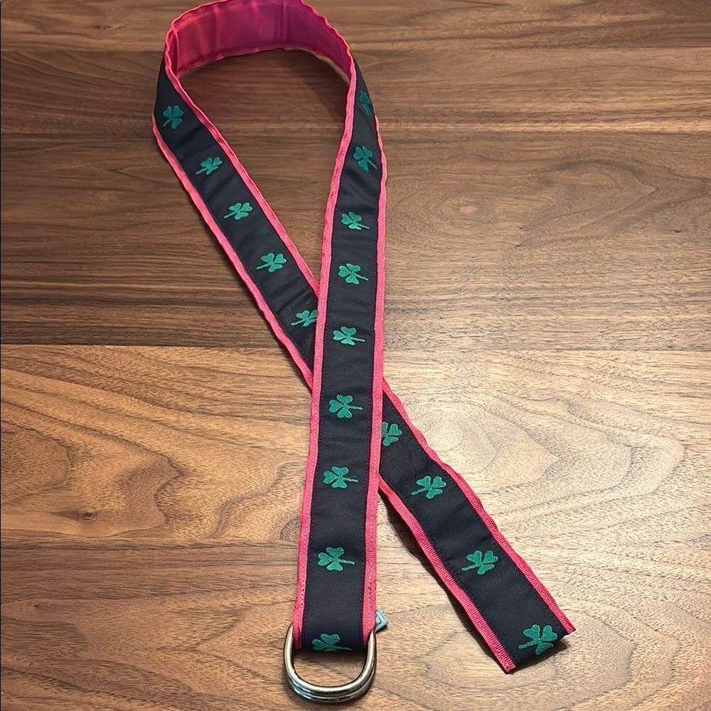 Eliza B Fabric Ribbon Belt with Clover Shamrock Design - M